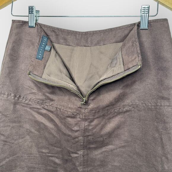 Sanctuary Faux Suede Mini Skirt S | Brown Zipper Mod Aesthetic Indie Western - Picture 3 of 7